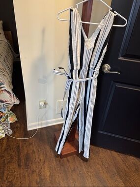 MINKPINK Black and White Striped Sleeveless Jumpsuit